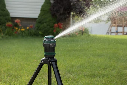 1-Pack Orbit H2O-Six Gear Drive Yard Sprinkler on Tripod, Green Lawn Watering