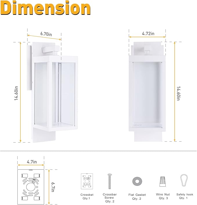 Outdoor Wall Lantern, Dusk to Dawn-Black Modern Light, Waterproof Exterior Lighting Fixture, Porch Lights, Anti Rust Outdoor Lamps for Patio House, Doorway, Garage(3000K,14IN)