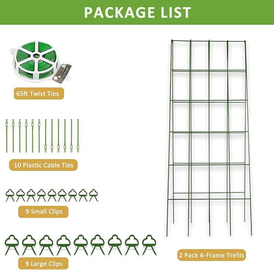 2 Pack Cucumber Trellis for Raised Garden Bed, 42"X 16" A-Frame Garden Trellis, Metal Climbing Plants Support Trellis for Tomato, Beans,Vegetables