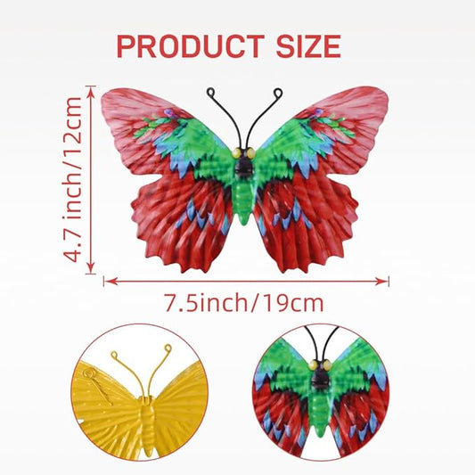 dreamskip 4 Pack Metal Butterfly Wall Decor Art, Metal Colorful Butterflies Outdoor Wall Art, Hand Craft Outdoor Wall Decor For Garden, Fence, Patio, Yard, Living Room, Bedroom