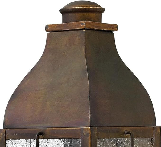 Hinkley Bingham Medium Wall Mount Outdoor Lantern - Brass, Clear Seedy Glass, Gas Light Style - Sienna Finish