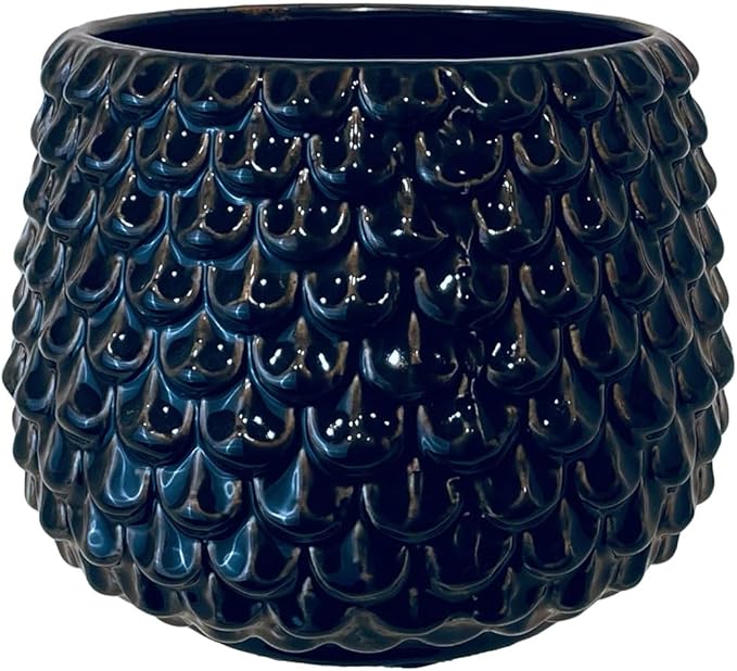 Bloomingville Stoneware Flower Pot Pinecone, Planter Cache Pot, Size M (5,25''), Black