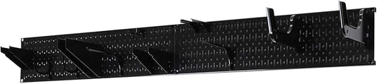 Wall Control Garage Storage Rack Lawn & Garden Tool Organization Wall Mount Organizer - Easy to Install 64" Wide Heavy Duty Metal Pegboard Set (Black Pegboard)