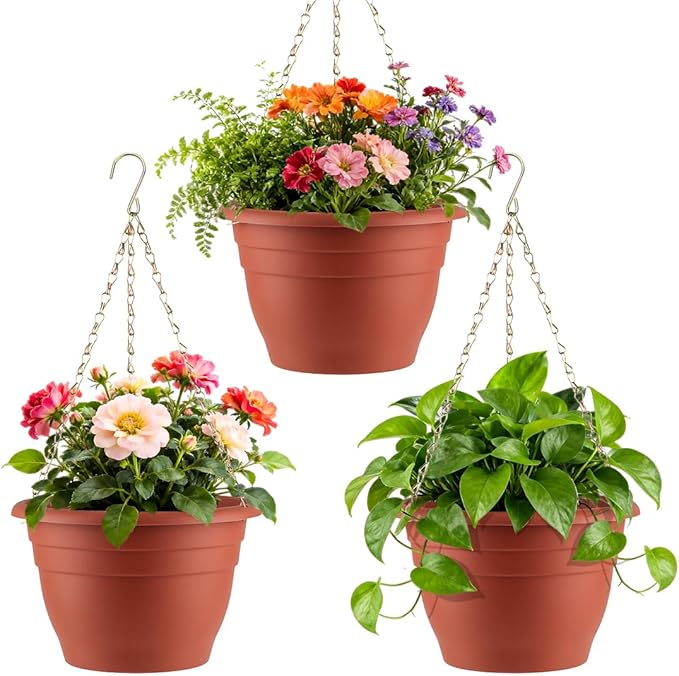 RooTrimmer Hanging Planters 11 Inch, 3 Pcs Flower Pots with Drainage H –  LuxaLeaf