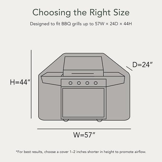 Covermates Grill Cover - Weather Resistant Outdoor Cover, Heavy Duty BBQ Covers for Large Outdoor Kitchen, Classic 12-Guage Vinyl, 57 Inch, Black