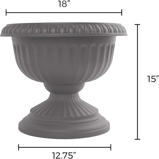 Bloem Grecian Urn Planter 18" Charcoal Gray