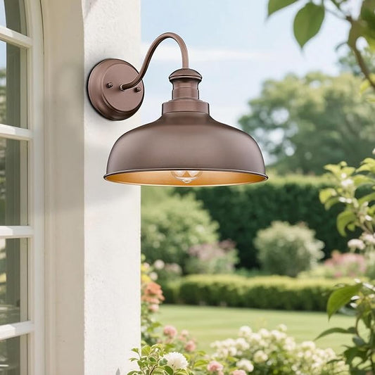 Outdoor Farmhouse Barn Light, Outside Wall Sconce, Weather Resistant Anti-Rust Farmhouse Exterior Wall Light, Outdoor Lantern Lamp for Porch, Garage, Patio, Entryway(Oil-Rubbed Bronze, 8 Pack)