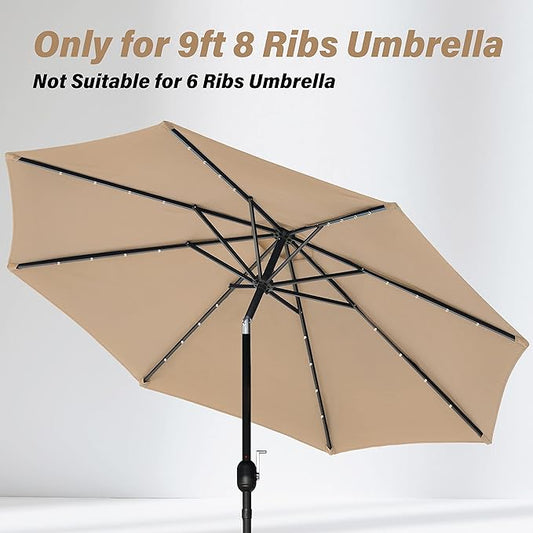 Simple Deluxe 9' Patio Umbrella Replacement Canopy Only Outdoor Table Market Yard Umbrella Replacement Top Cover with 8 Ribs, Tan