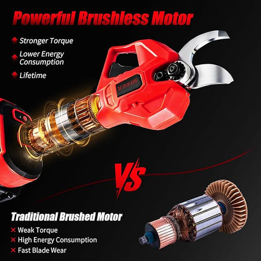 Electric Pruning Shears, 2 inch (50mm) Cutting Diameter Electric Pruner with LCD Display 2 * 2.0Ah Batteries Brushless Cordless Garden Shears for Branch, Fruit, Yard and Tree Trimming