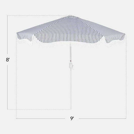 Best Choice Products 9ft Fringe Market Patio Umbrella – Outdoor Boho Tassel Sunshade for Table, Pool, Deck, Backyard – UPF50+, Easy Tilt, Heavy Duty Steel Pole & Ribs
