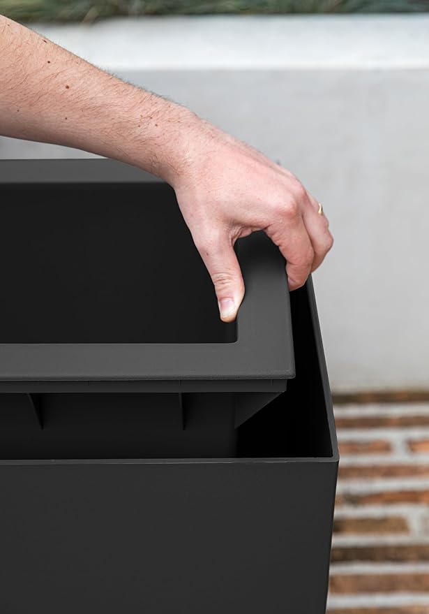 Veradek Block Series Span Plastic Planter - Tall Rectangular Planter for Indoor or Outdoor Patio/Porch | Durable All-Weather with Removable Insert Bucket | Modern Design for Plants, Flowers, Garden