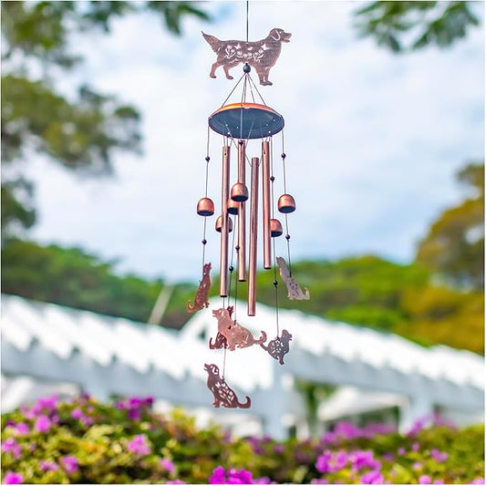 Golden Retriever Dog Wind Chimes Outdoor Dog Gifts for Women Mom Men Dad Unique Birthday Metal WindChimes for Outside/Indoors, Patio, Lawn, Yard, Home Decor, Outdoor Decor, Garden Decorations