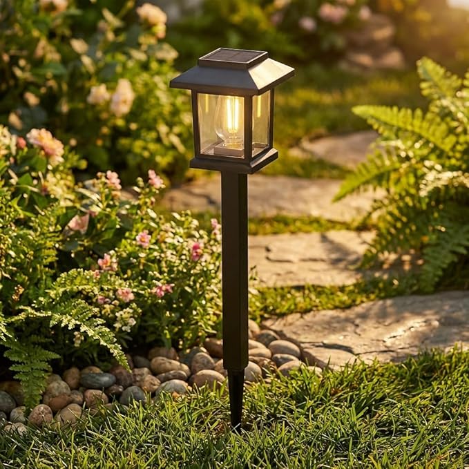 16-Pack Solar Lights Outdoor (Extra-Bright & Auto On/Off), Solar Powered Garden Lights, Outdoor Waterproof Solar Pathway Lights for Patio, Path, Yard, Landscape, Driveway, Walkway Decor (Warm White)