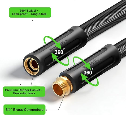 25FT Garden Hose, 2026 New Upgraded Fabric Thickened Non-Expanding Water Hose, Ultra Lightweight & Flexible, Burst-Resistant, Kink-Free Hose 700 PSI for Outside, RV, Yard, 3/4GHT, Black-Gray