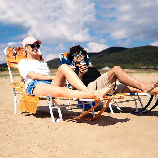 SUNNYFEEL Beach Lounge Chair, Backpack Reclining Beach Chairs Lay Flat, Sun Face Down Tanning Chair, Folding Camping Chairs Portable Camp Cot with Backpack Straps for Outdoor/Picnic/Lawn