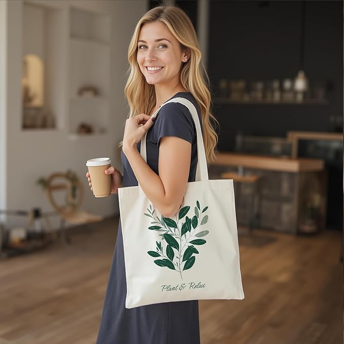 itgowisa Canvas Tote Bag for Women, Tote Bag with Zipper Inner Pocket, Zippered Canvas Bag for Shopping Work Grocery Everyday