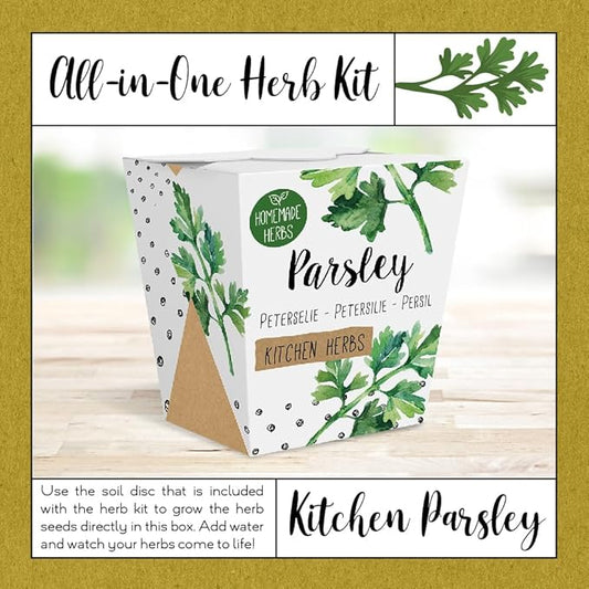 Homemade Herb Kit – All-in-One Kitchen Parsley – Indoor Garden Planter - Grow Your own Edible Herbs – Live Seeds Ready to Plant – Pleasantly Scented