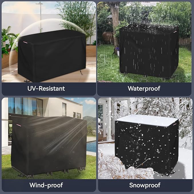 Outdoor Bar Height Table and Chair Cover, Heavy Duty 600D Waterproof Patio Bar Set Cover for Rectangular 48" Long Bar Height Dining Furniture Set - 48"L x 30"W x 36"H