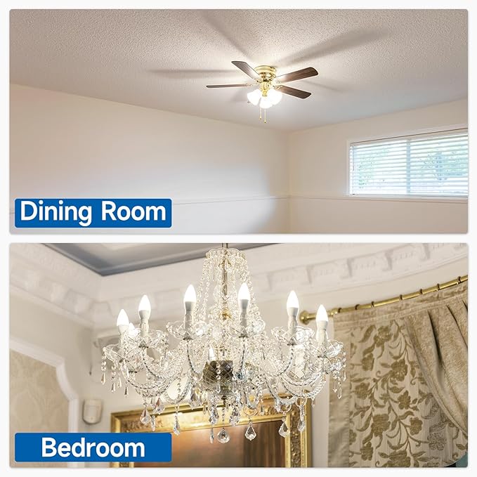 SHINESTAR E12 LED Candelabra Light Bulbs 40 Watt Equivalent, 5000K Daylight White 470 Lumen Chandelier Bulb, 6W B11 Candle Small Base Ceiling Fan Light Bulbs, Non-Dimmable, Pack of 6