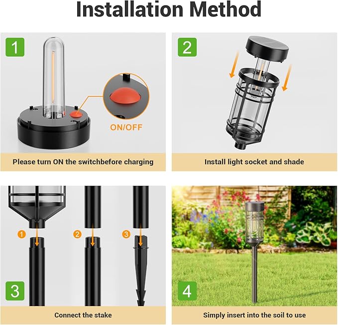 Amzarp 6 Pack Solar Garden Lights, Bright LED Solar Pathway Lights Outdoor IP65 Waterproof Rugged Shatterproof Auto On/Off for Landscape Garden Yard Walkway Driveway Lawn Lighting (3000K Warm White)