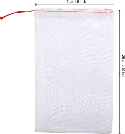 Kikhope 50 Pcs Fruit Protection Netting Bags, 10"x6" With Drawstring, Garden Barrier for Protecting Fruits