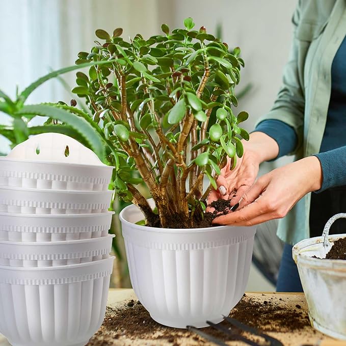 Zubebe 16 Pcs Resin Wall Hanging Planters White Hanging Flower Pots with Drainage Hole Fence Planters for Indoor Outdoor Plant Balcony Railing Decor(8.07 x 6.69 x 4.92'')