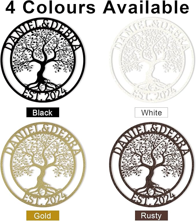 Customized Tree of Life Wall Art, Personalized Last Name Decor, Outdoor Balcony Metal Sign, Monogram Wall Art