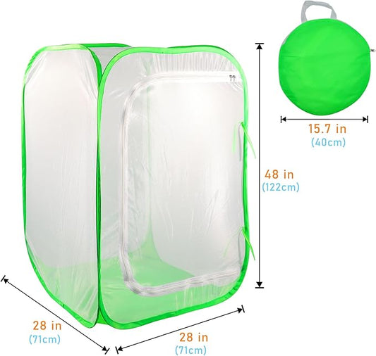 Mesh Plant Tent Enclosure, Pop-Up Cage Plant Cover, Outdoor Garden Protection Guard for Pests, Bird, Pest (28 x 28 x 48 Inches)