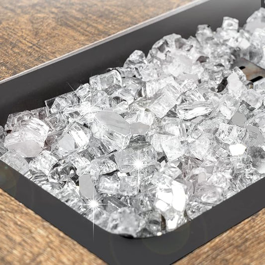 GASPRO 20 lbs Clear Fire Glass for Fire Pit Table, Reflective Gas Fireplace Glass Rocks, Gorgeous, 1/2 Inch