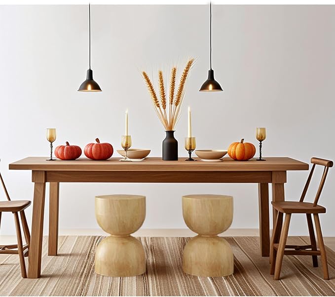 Natural Wooden Pillar Side Table – Round Tree Wood Drum-Shaped Coffee Table, Side Table for Balcony, Courtyard, Garden, Living Room Decoration – Modern Stool Design, Stable Base(Color:Log Color)