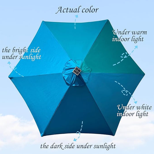 Blissun 7.5 ft Solar Umbrella, 18 LED Lighted Patio Umbrella, Table Market Umbrella