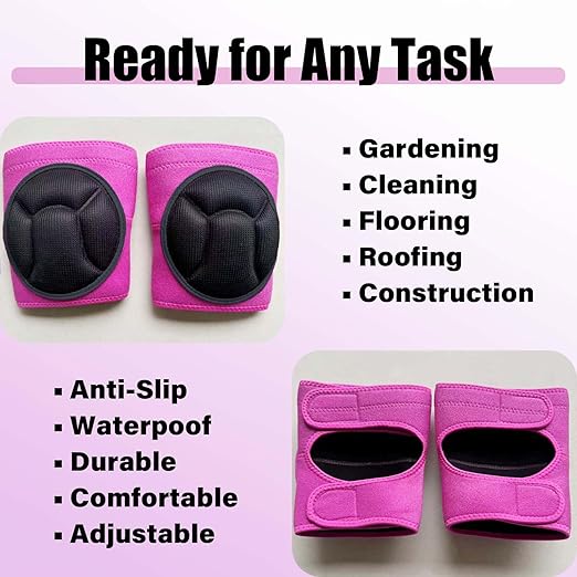 Womens Knee Pads for Kneeling on Floors, Soft EVA Foam Knee Protectors for Gardening Cleaning Floor, Adjustable Straps on Kneepads Cushion for Concrete Worker Carpenter Painter Cleaner Cawler Retailer, Pink L