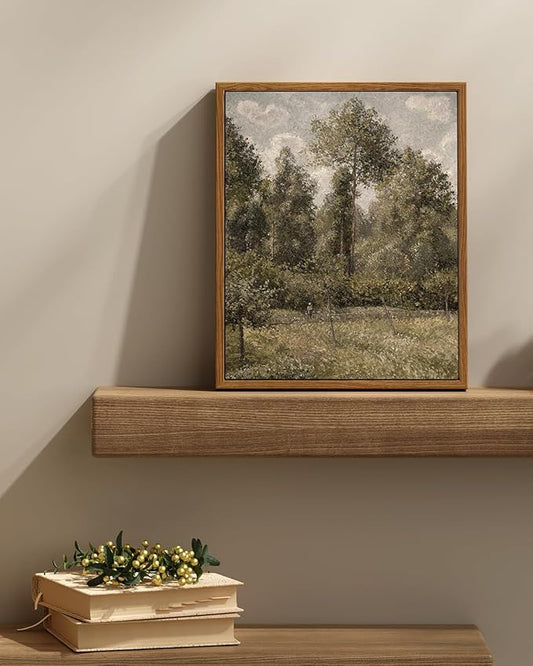 InSimSea Framed Canvas Prints Art Vintage Decor, Farmhouse Wall Art, Poplars Oil Pantings Wall Pictures, Nature Rustic Scenery Landscape for Living Room Bedroom Bathroom, 11"x14"