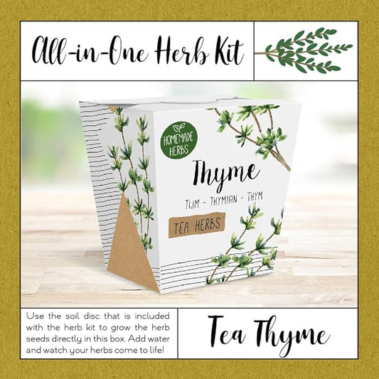 Homemade Herb Kit – All-in-One Tea Thyme – Indoor Garden Planter - Grow Your own Tea Herbs – Live Seeds Ready to Plant – Pleasantly Scented