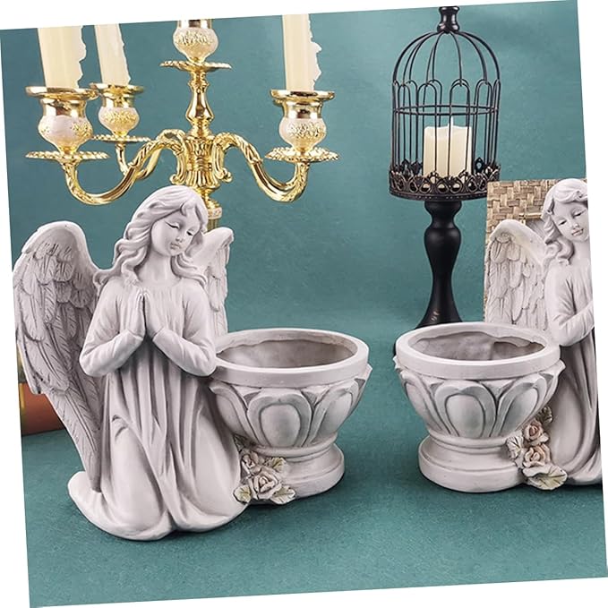 1Pc Chic Angel Resin Flowerpot Decorative Succulent Planter for Home Garden and Exquisite Craftsmanship for Indoor and Outdoor Use