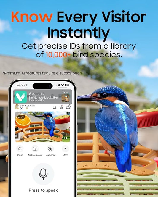 Bird Feeder with Camera, Smart Birdfeeder with Cam Solar Powered, 2K HD Video, AI Identification, Instant Arrival Alerts, IP66 Bird Bath & Feeder,Gift for BirdLover (with Stand, Green)