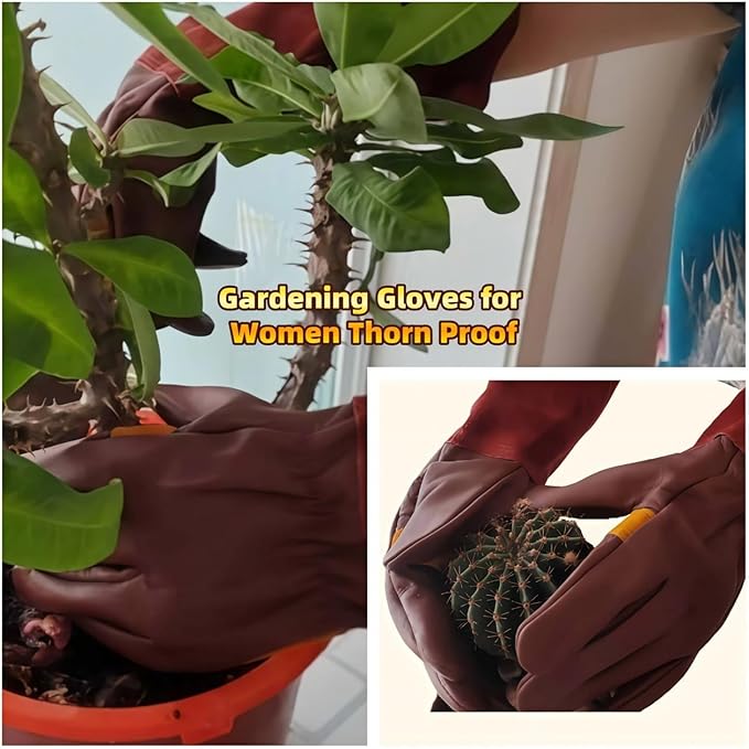 Womens/Mens Gardening Gloves for Rose and Cactus Handling,Cow Leather Garden Gloves Women/Men Thorn Proof