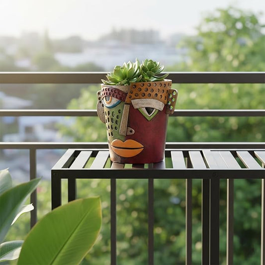 Colorful Face Planters Pots Head with Drainage Resin Large Decorative Plant Pots, Unique Planters for Indoor Plants and Outdoor Patio Flower Pot Funny Garden Succulents Pot