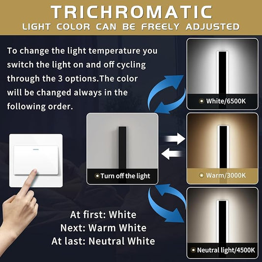 Modern 70.8inch Outdoor Wall Light, 3000k/4500k/6000k 3 Color Change Black Exterior Light Fixtures Wall Mount, Ip65 Waterproof Modern Porch Lights Non-Dimmable, Long Linear Outside Lighting Hard-Wired
