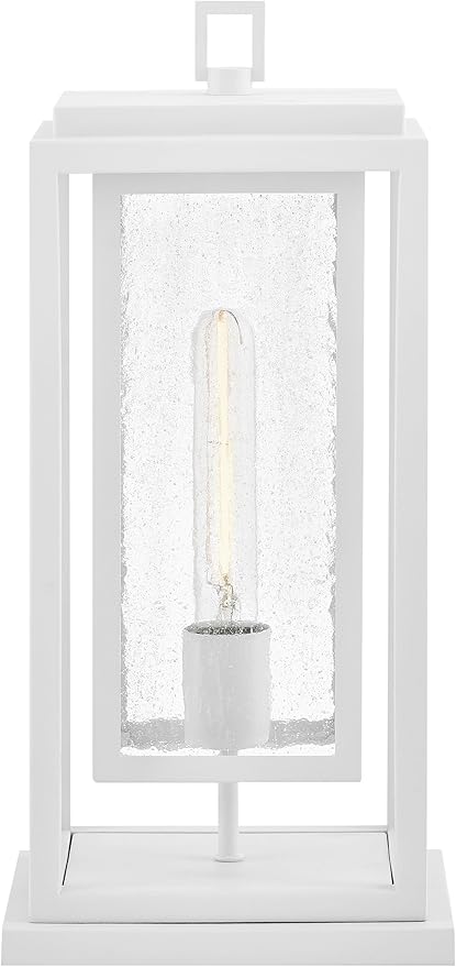 Hinkley Republic Medium Pier Mount Outdoor Lantern - Low Voltage, LED Included, Composite, Clear Seedy Glass Panes, Anti-Fading Finish -Textured White Finish