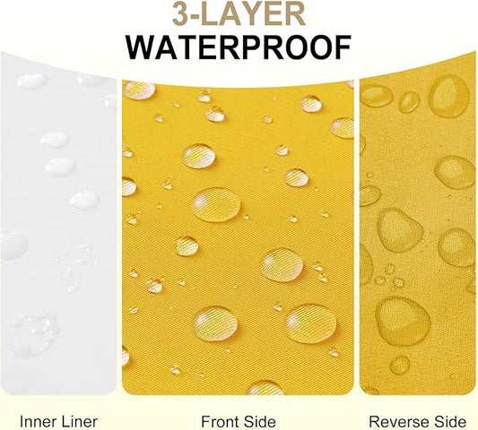 downluxe Waterproof Outdoor Chair Cushions for Patio Furniture, 22" x 22" x 3" Patio Chair Cushion with Adjustable Ties & Portable Handle, Square Outdoor Cushion with Removable Cover, Yellow, 2 Pack