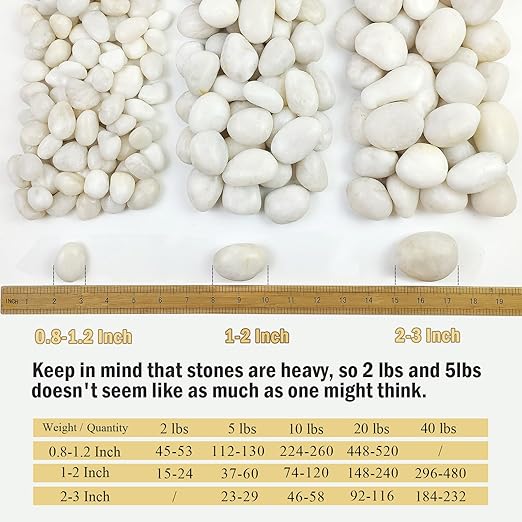 FANTIAN 10 lbs Large River Rocks for Landscaping, 2-3 Inch Polished White Pebbles for Plants, Decorative White Stones for Planters Vase Aquarium and Outdoor Garden Rocks