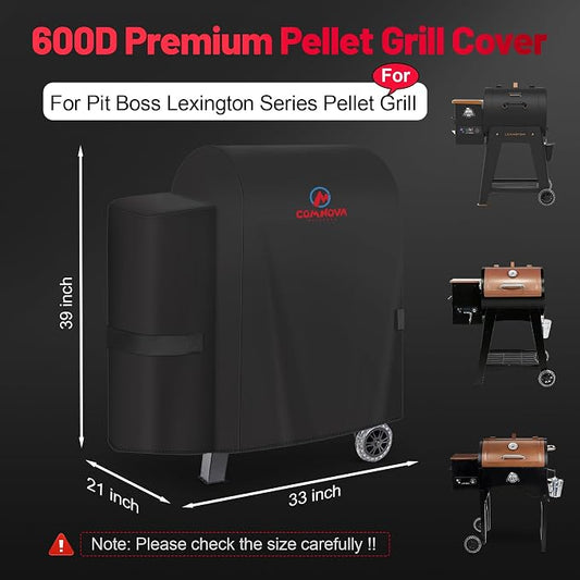 Comnova Grill Cover for Pit Boss Lexington - 600D Wood Pellet Smoker Cover for Pitboss Waterproof & Heavy Duty, Premium Pellet Cover for Pit Boss Lexington 500, Lexington 540, Pro 600 and Tailgater