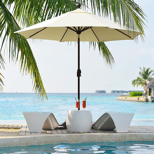 EliteShade USA 10-Year-Non-Fading 9Ft Market Umbrella Patio Umbrella Outdoor Table Umbrella with Ventilation, Natural