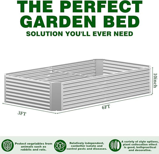 3 Pcs 6 x 3 FT Galvanized Steel Raised Garden Bed – Outdoor Planter Box for Root Vegetables, Herbs & Flowers, Large Metal Garden Beds for Backyards, Terraces and Balconies
