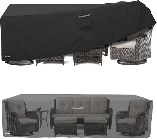 ANartcle Patio Furniture Covers 126L x 74W x 28H inch,600D Waterproof Heavy Duty Outdoor Furniture Covers,Outdoor Wicker Furniture Set with Swivel Patio Chairs General Purpose Furniture Cover,Black