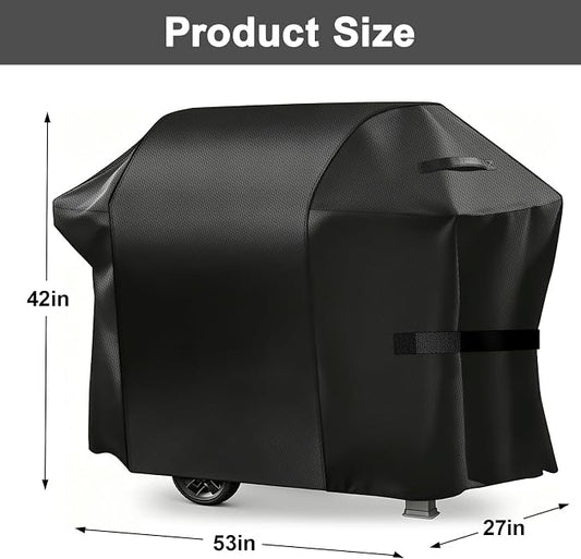 Grill Cover, 53-inch Heavy Duty Oxford Outside Waterproof Grill Covers, Dust-Proof Windproof UV Resistant BBQ Gas Cover Fit Most Brands Char Broil, Weber, Brinkmann, Holland