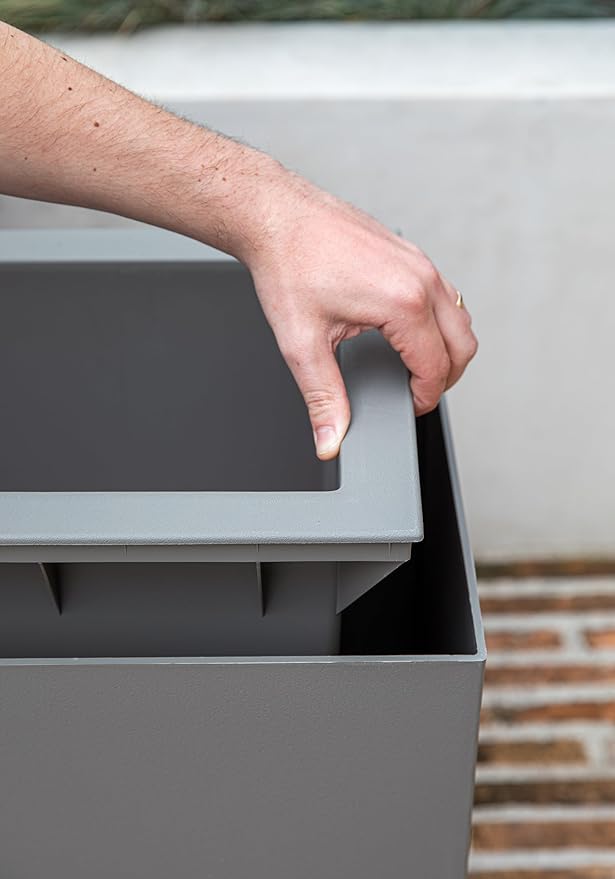 Veradek Block Series Span Plastic Planter - Tall Rectangular Planter for Indoor or Outdoor Patio/Porch | Durable All-Weather with Removable Insert Bucket | Modern Design for Plants, Flowers, Garden