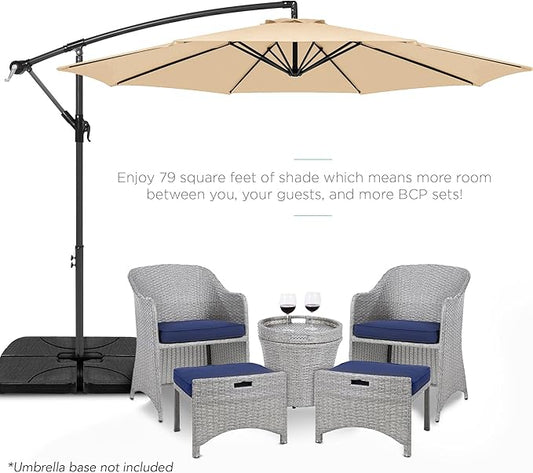 Best Choice Products 10ft Offset Hanging Market Patio Umbrella w/Easy Tilt Adjustment, Polyester Shade, 8 Ribs for Backyard, Poolside, Lawn and Garden