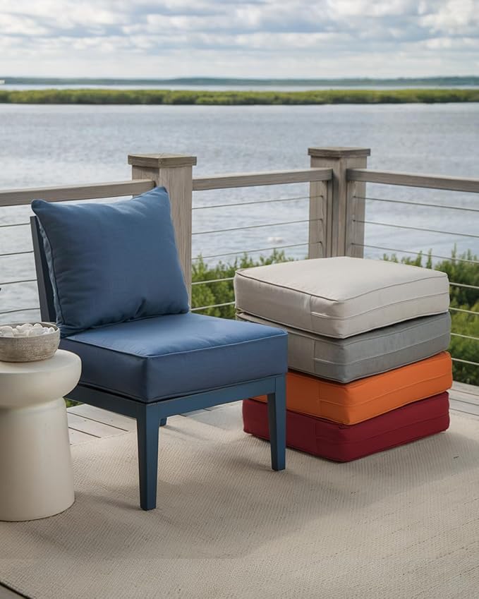 Luxury 24x24x6 Inch Patio Sofa Cushions Set of 3 - Memory Foam Deep Seat Water-Resistant Patio Cushion for Lawn Dining Rocking Swivel Chairs Loveseat 3-Seater Sectional Couch - Navy Blue